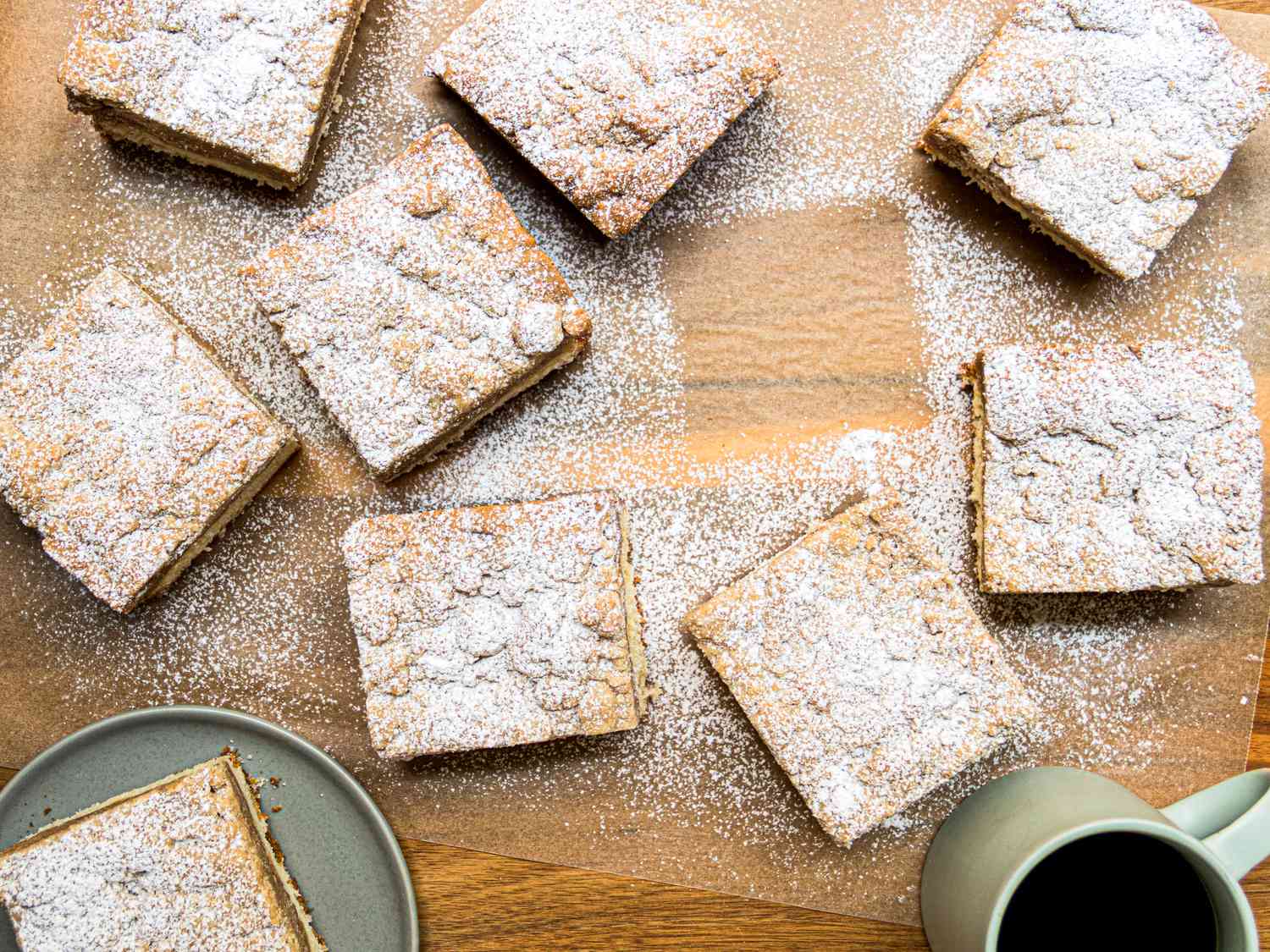 Overhead view of crumb buns