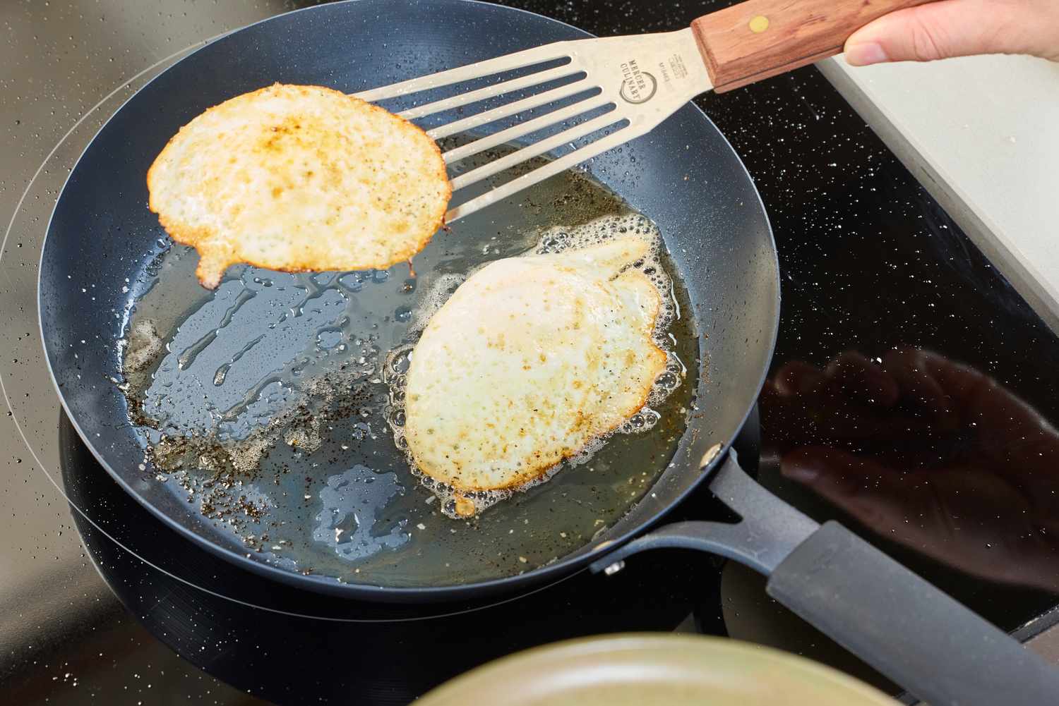 Eggs cooked in the OXO Obsidian 10 Inch Pre-Seasoned Carbon Steel Frying Pan