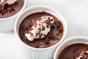 Overhead view of pot de cremes