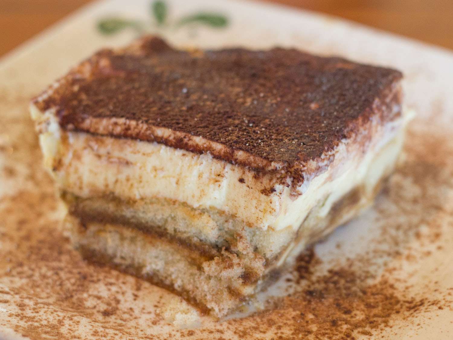 A slice of Tiramisu on a plate