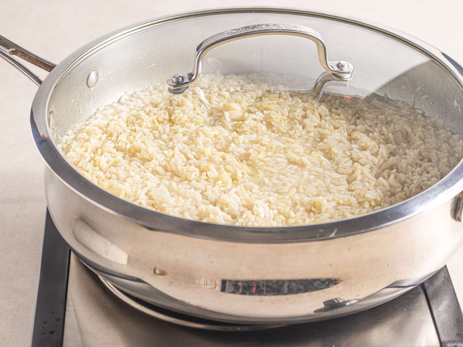 Shot of pan with lid on