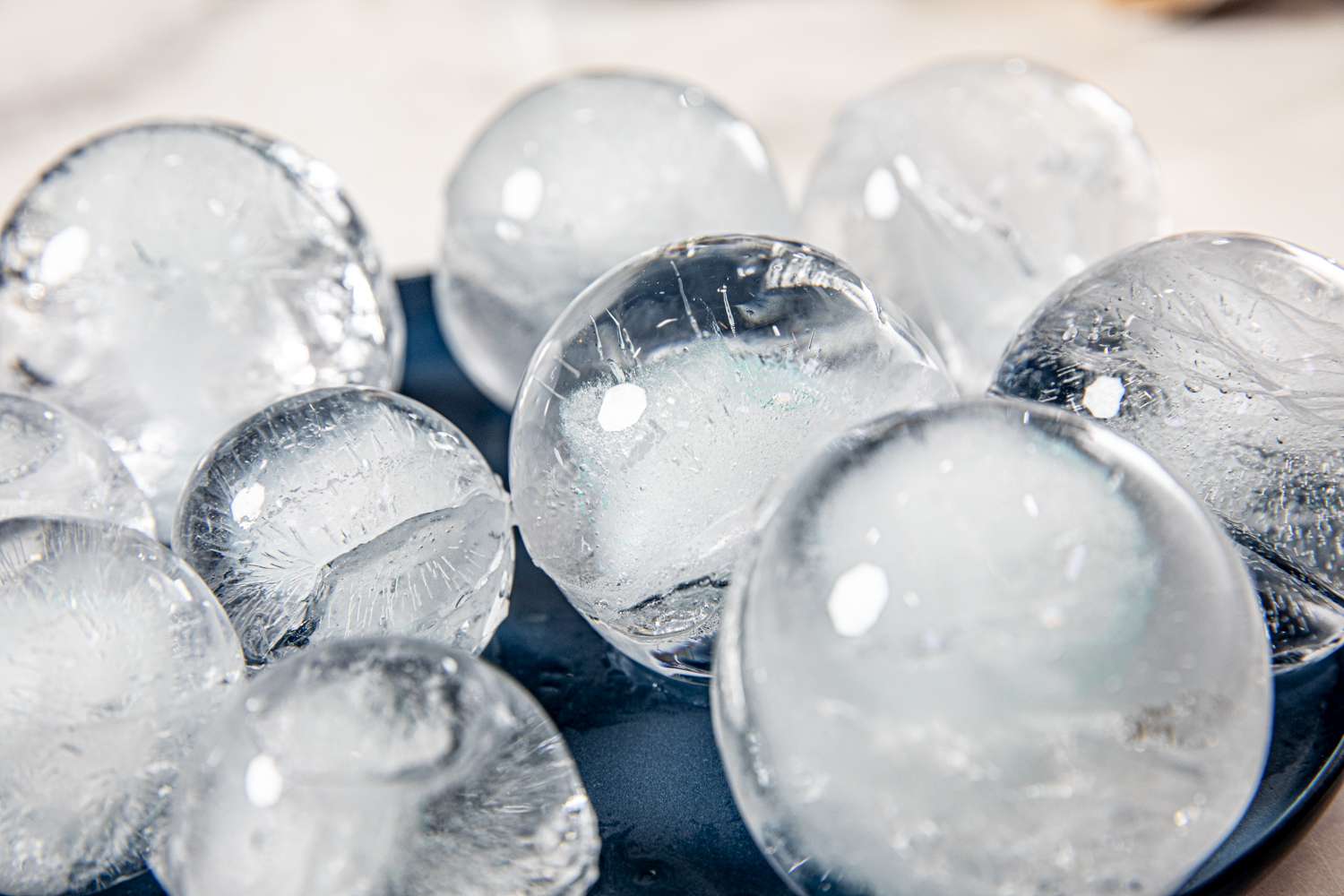 A closeup look at 10 sphere ice balls