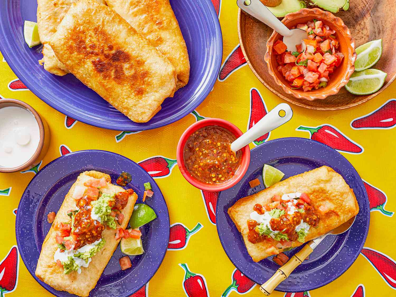 Overhead view of. chimichangas