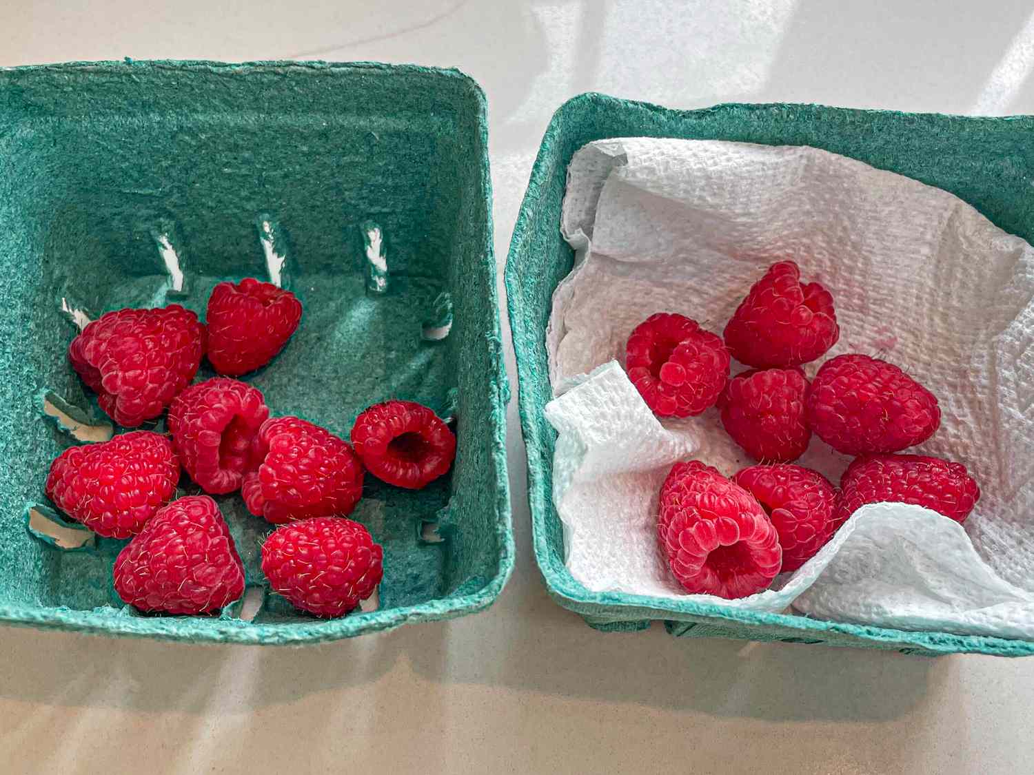 Overhead view of raspberry storage tests 