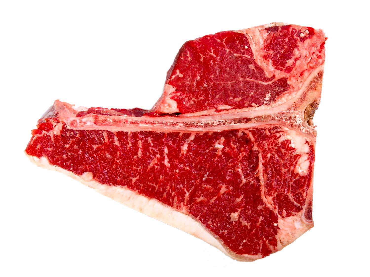 An uncooked T-bone steak