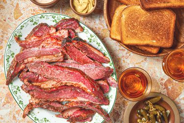 Overhead view of pastrami