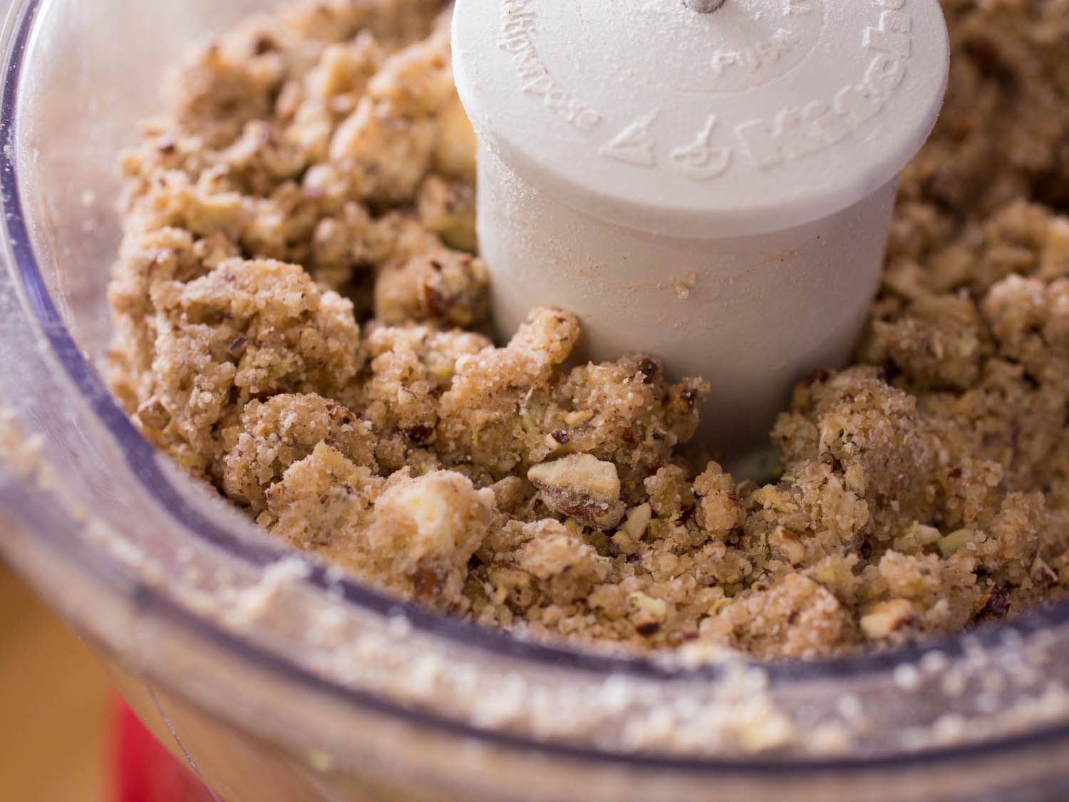 Crisp topping in a food processor.