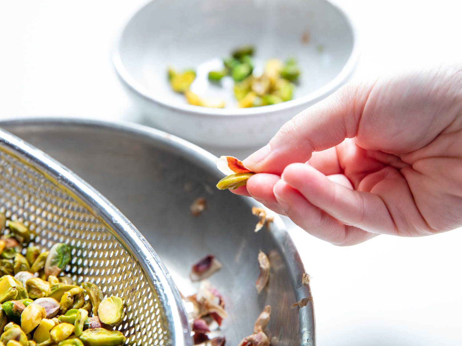 removing the pistachio skin