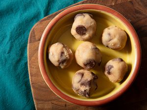 Overhead view of edible cookie dough
