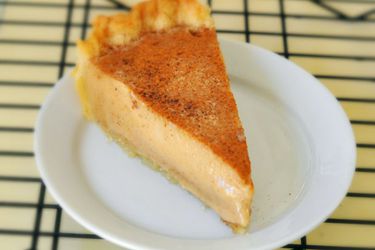 Plated slice of Hoosier Sugar Cream Pie