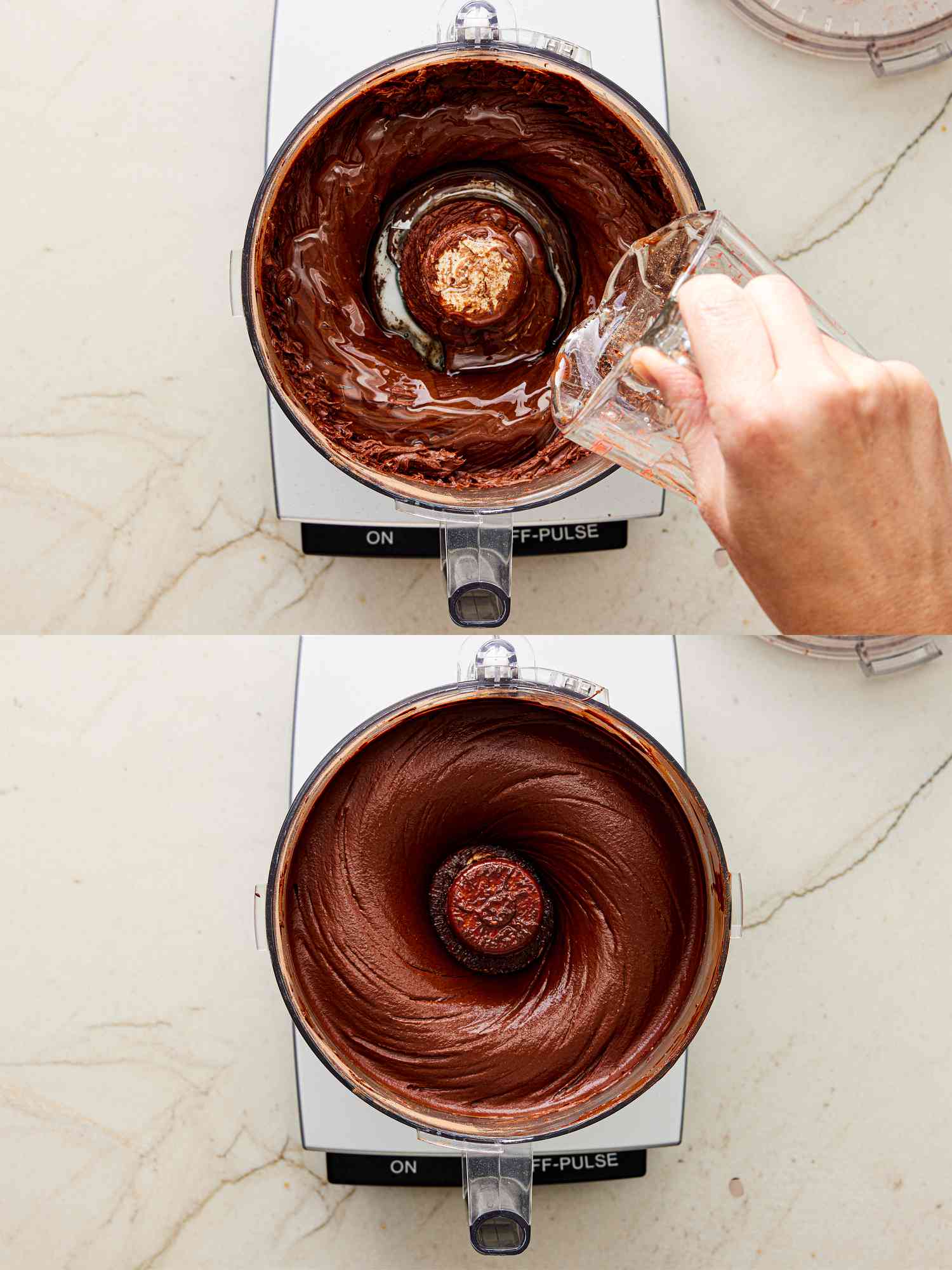 Overhead view of mixing icing 