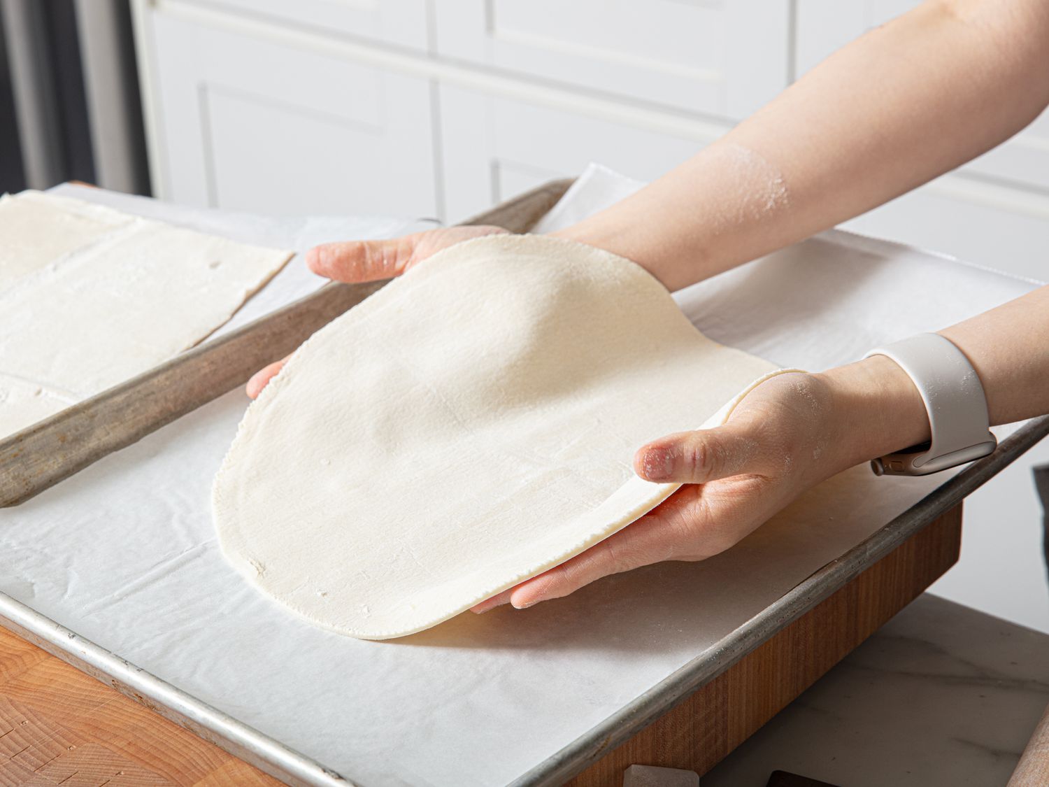 Overhead view of freezing dough