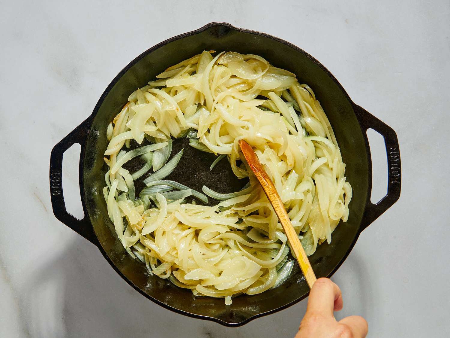 Cooking onions in a skillet