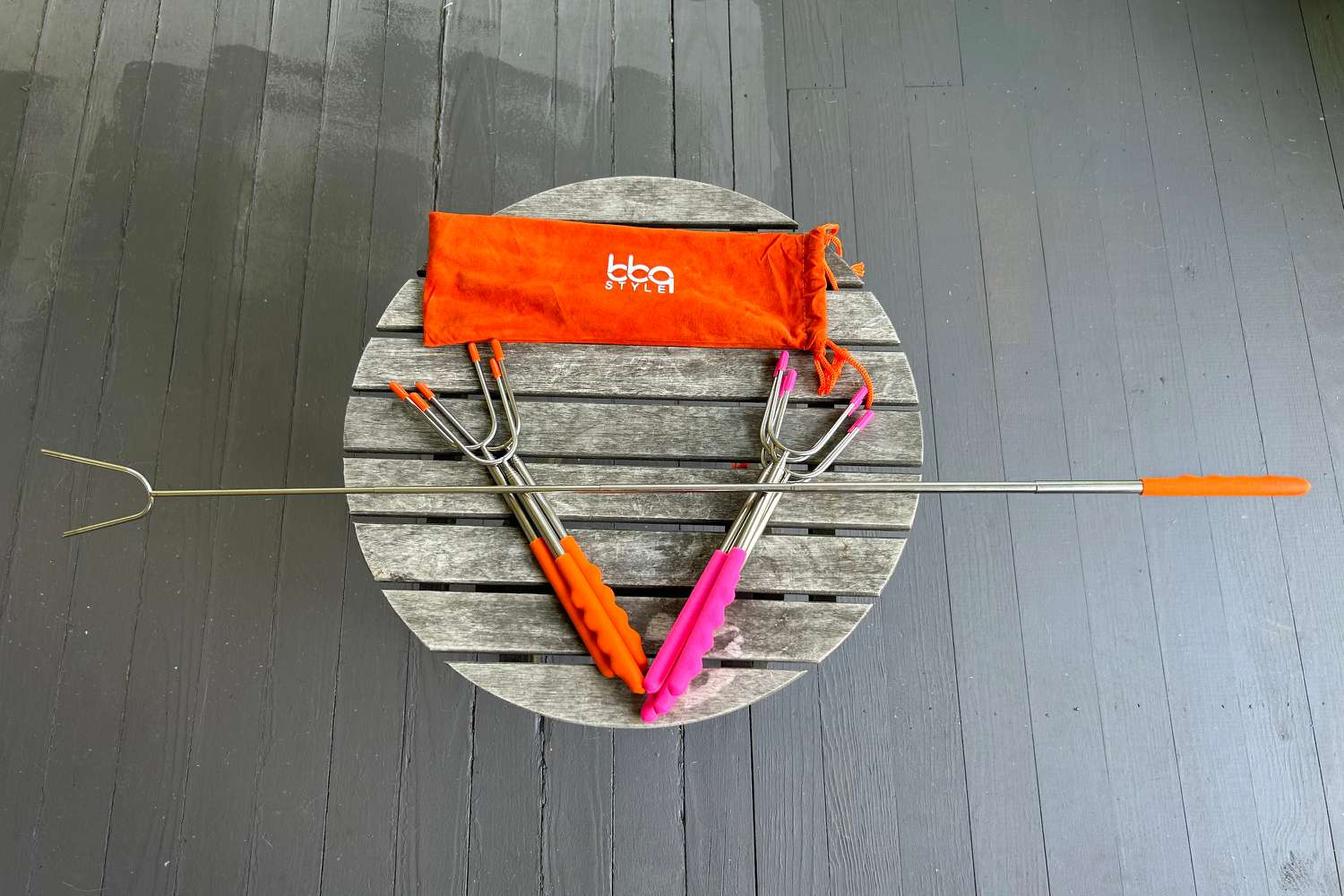  BBQStyle Marshmallow Roasting Sticks displayed on an outdoor table
