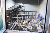 The interior of the Comfee countertop dishwasher.