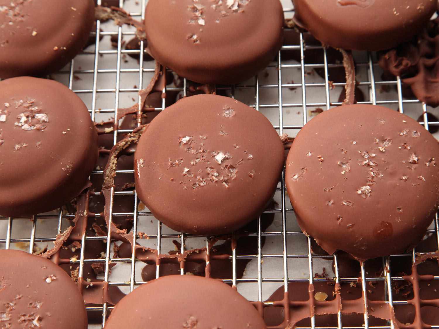 Chocolate coated DIY Twix with sea salt.