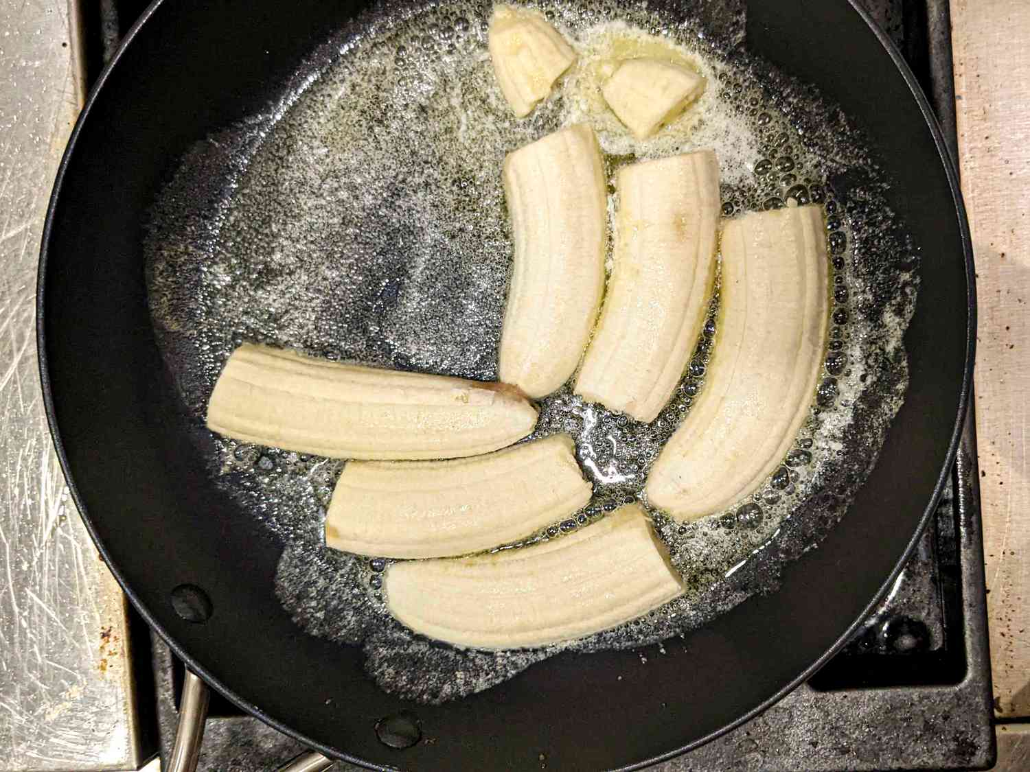 Overhead view of bananas cookies