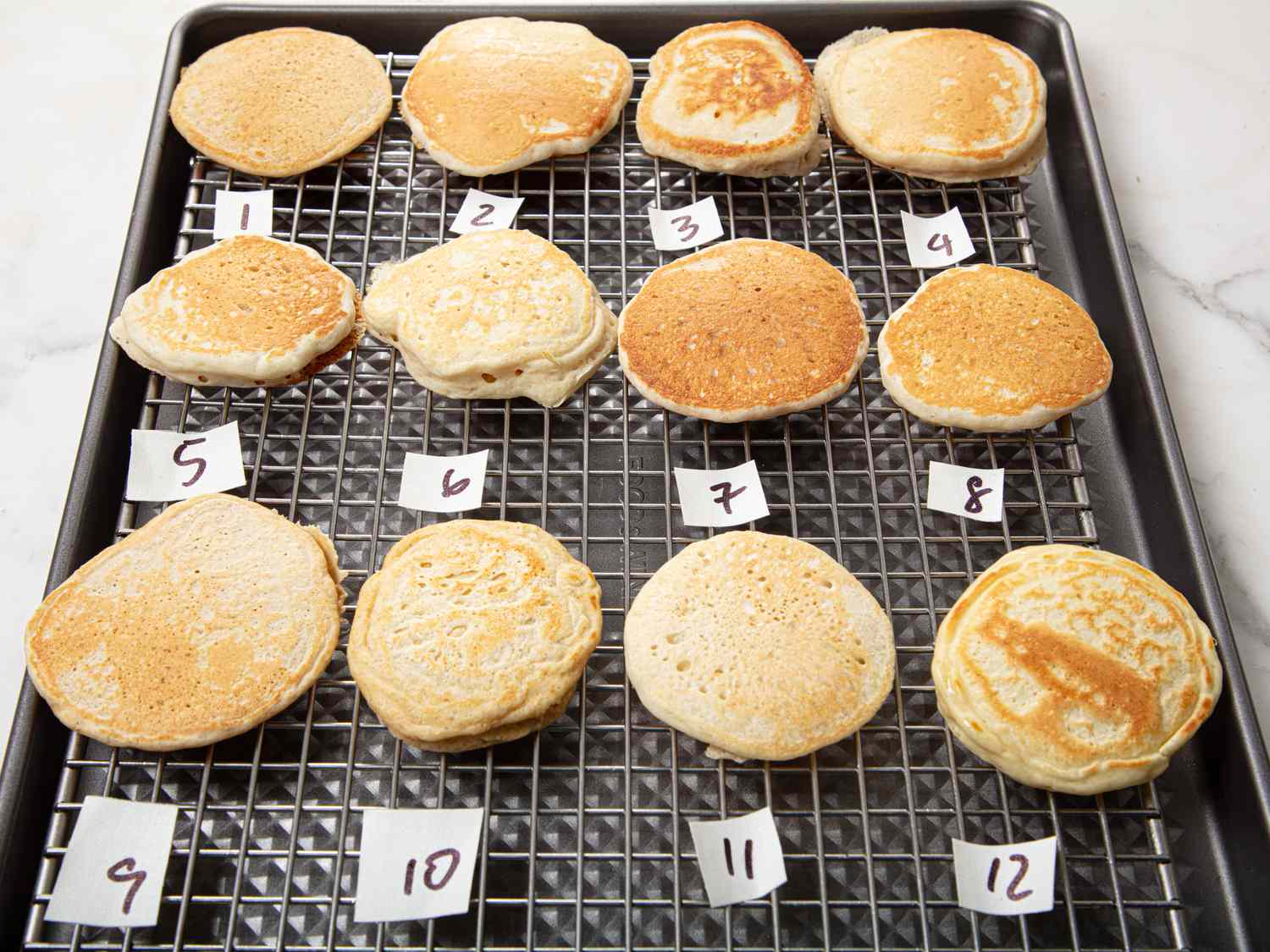 Overhead view of pancake taste test