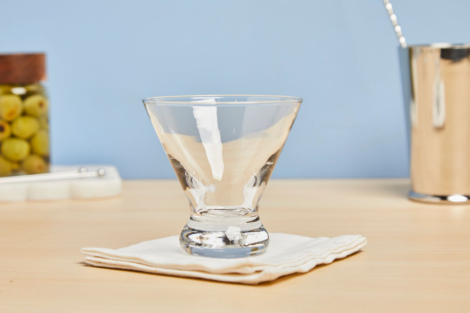 Empty Libbey Cosmopolitan Stemless Glass on table