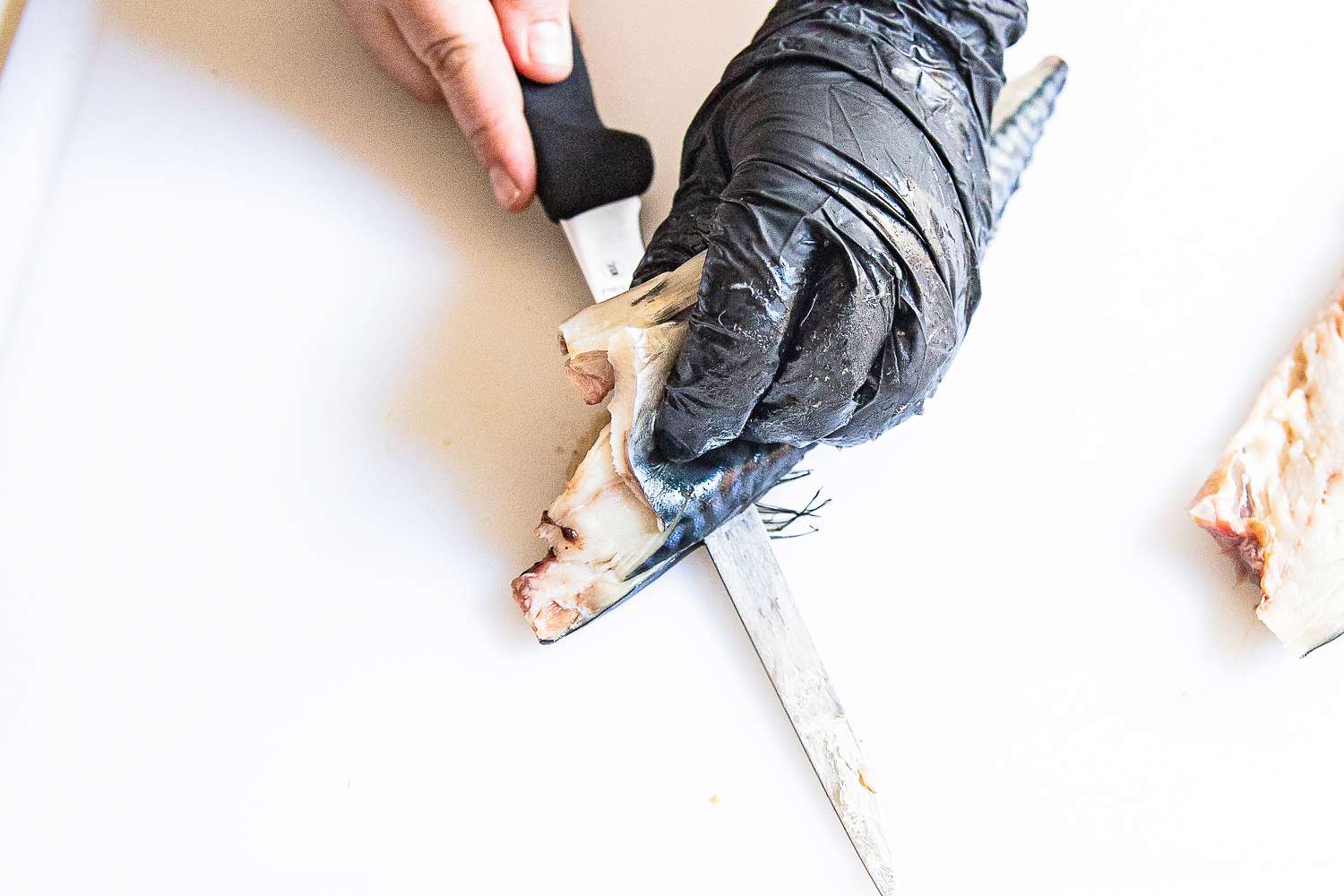 A person using the Victorinox Fillet Knife to slice a fish