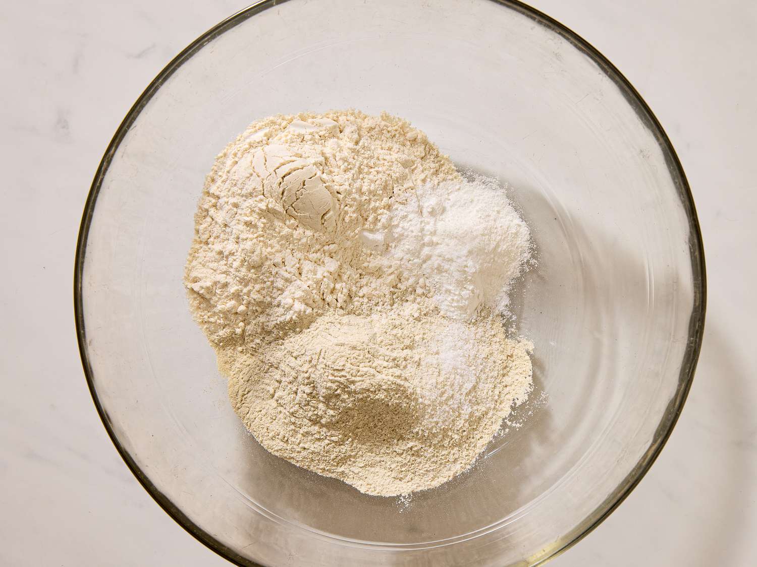dry ingredients together in glass bowl 