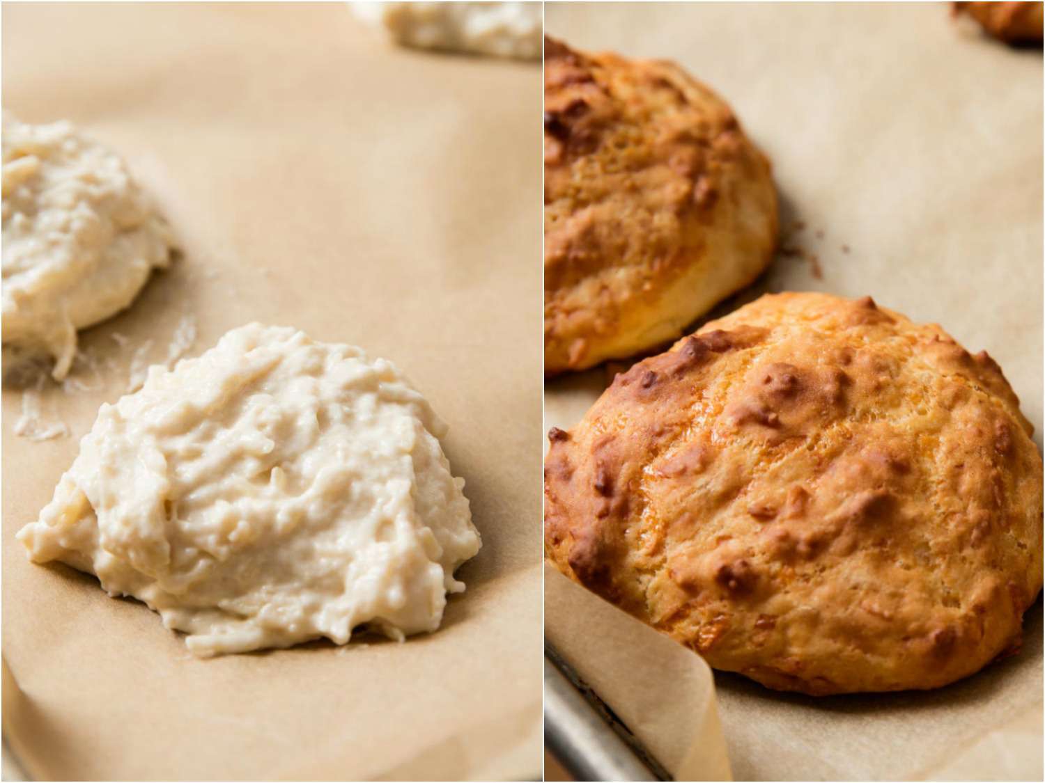 Biscuits made with powdered buttermilk before and after baking