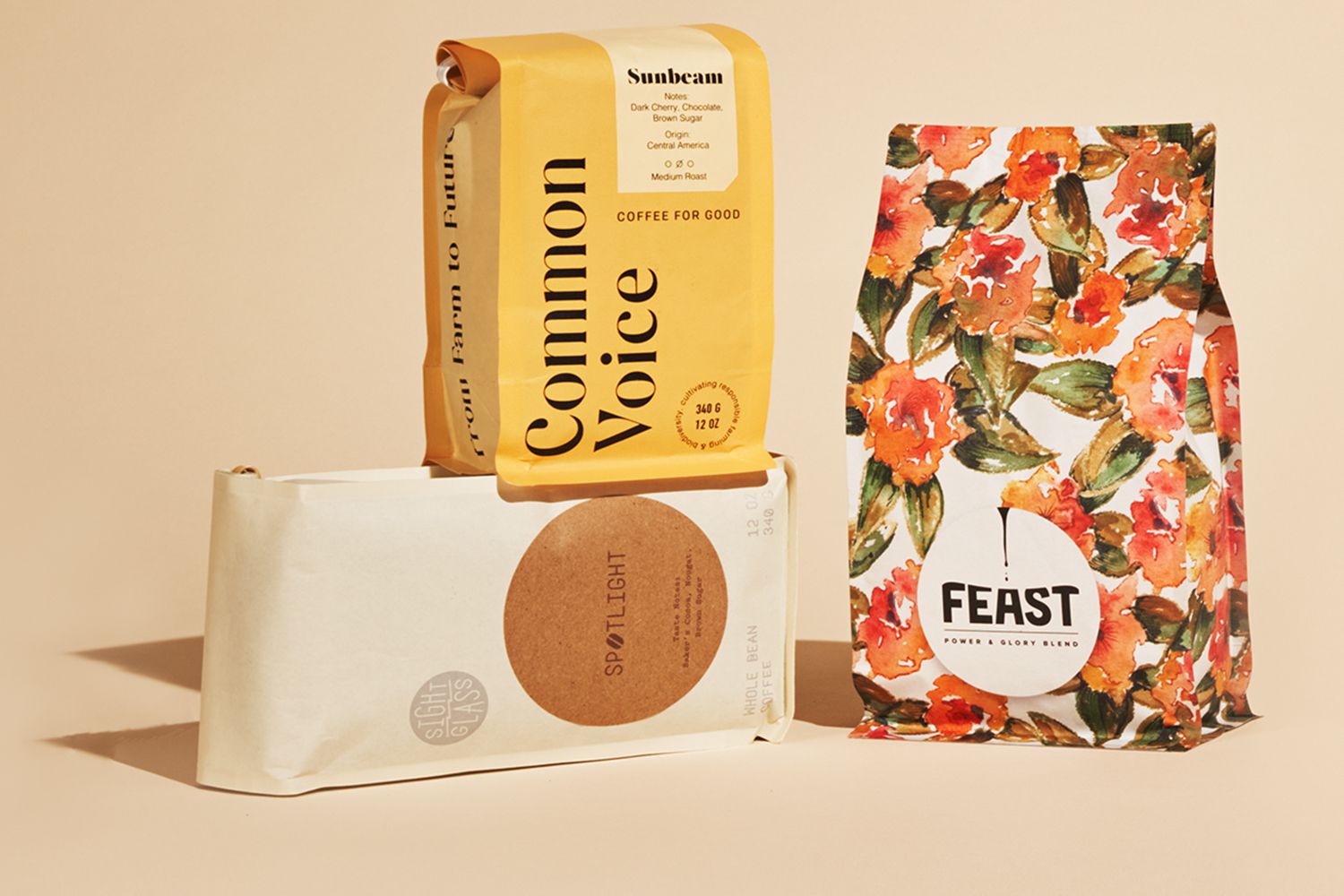 Bags of coffee from Trade Coffee