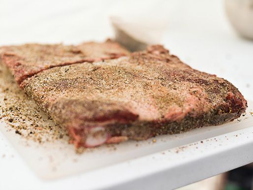 Seasoning ribs before cooking