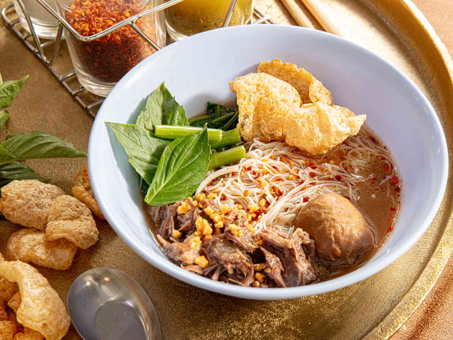 Side view of boat noodles