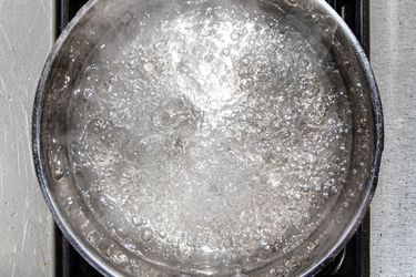 Overhead view of boiling water