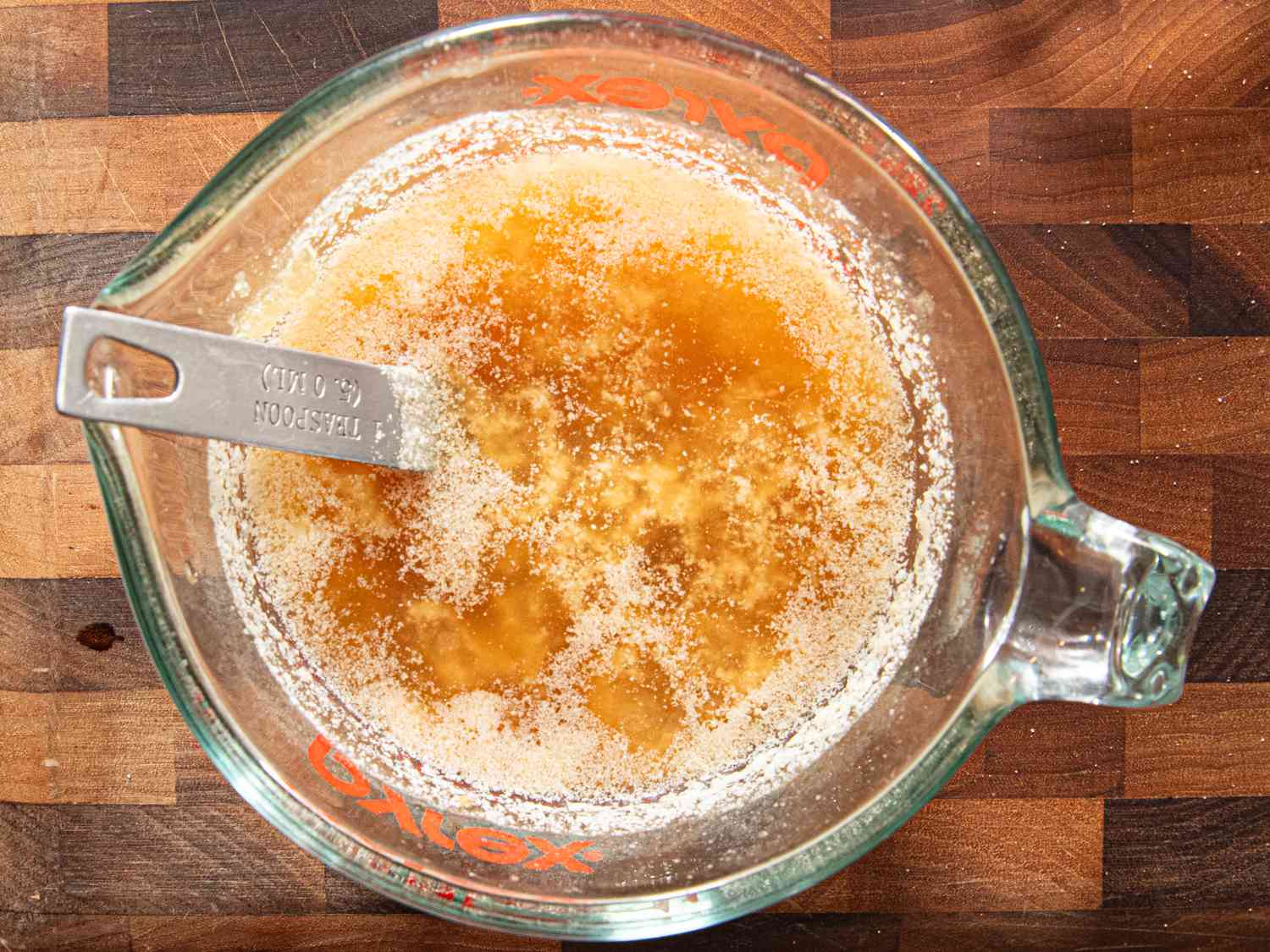 Overhead view of gelatin mixture