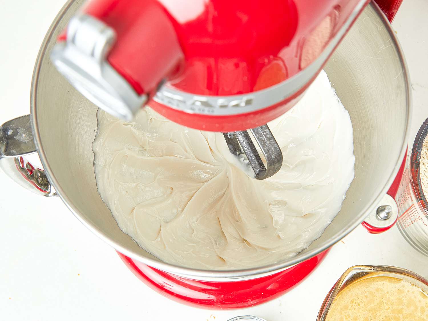 Overhead view of lard whipped