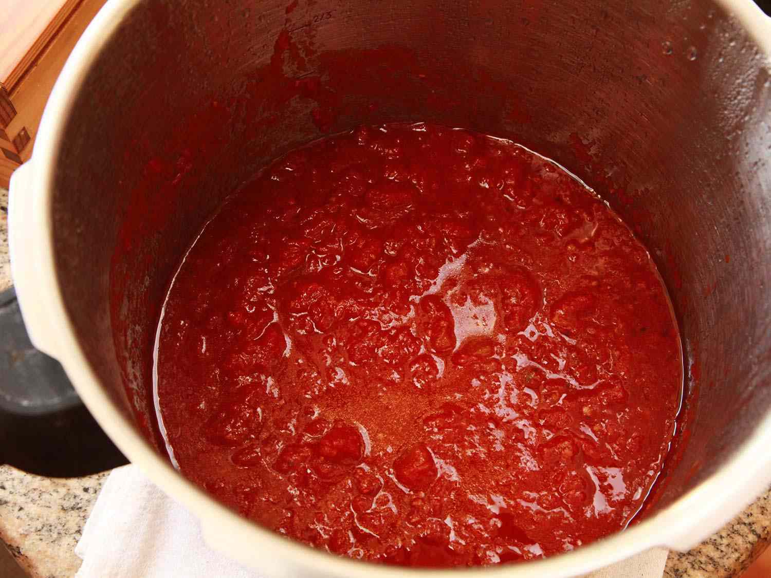 tomato sauce in a pressure cooker