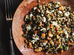 French Lentil Salad with Goat Cheese and Walnuts
