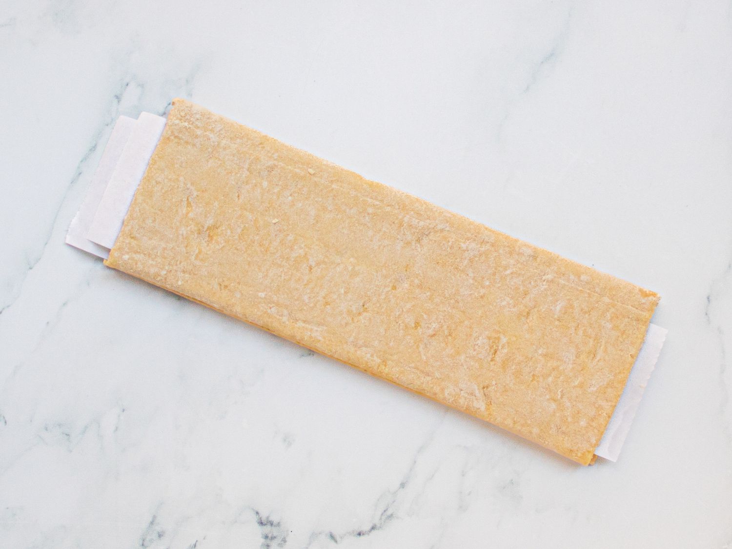 Overhead view of puff pastry