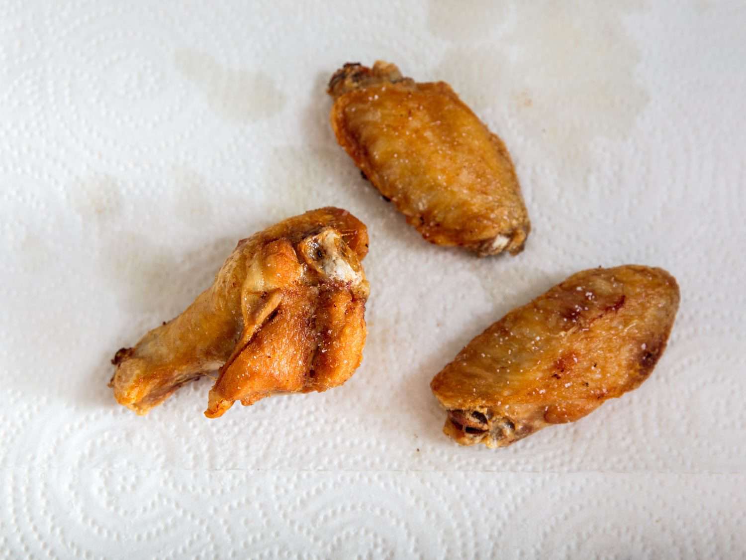 Fried chicken wings that were first cooked sous vide.