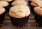 Closeup of gluten-free vegan banana bread muffins.