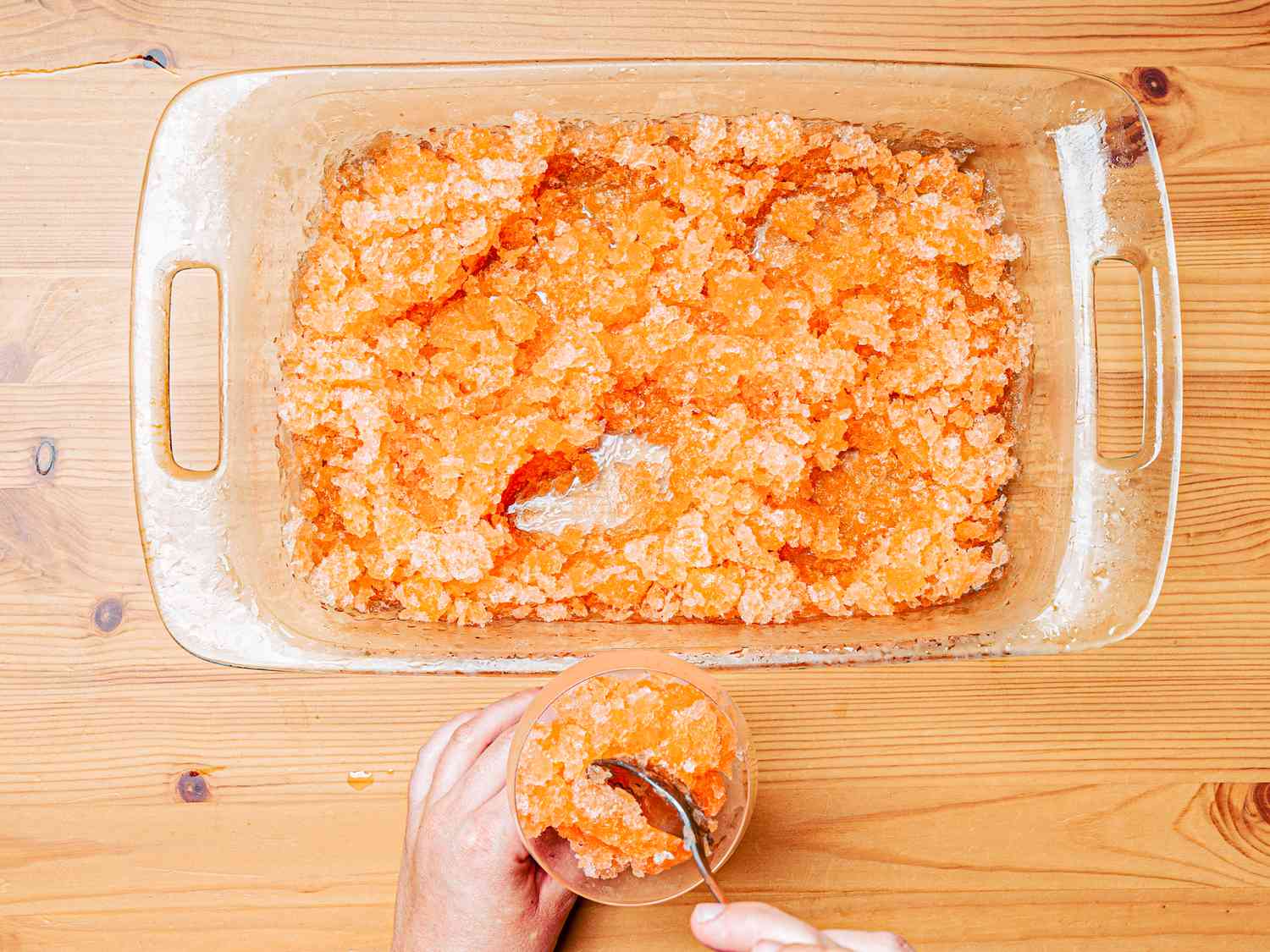 Overhead view of shaved ice
