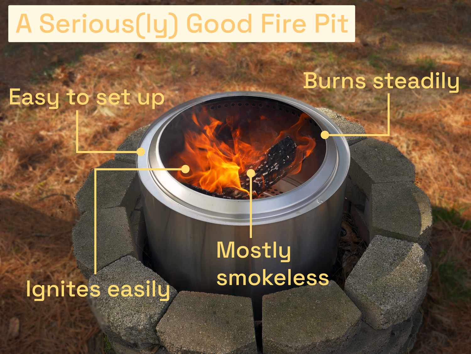 the solo stove bonfire with a fire in it