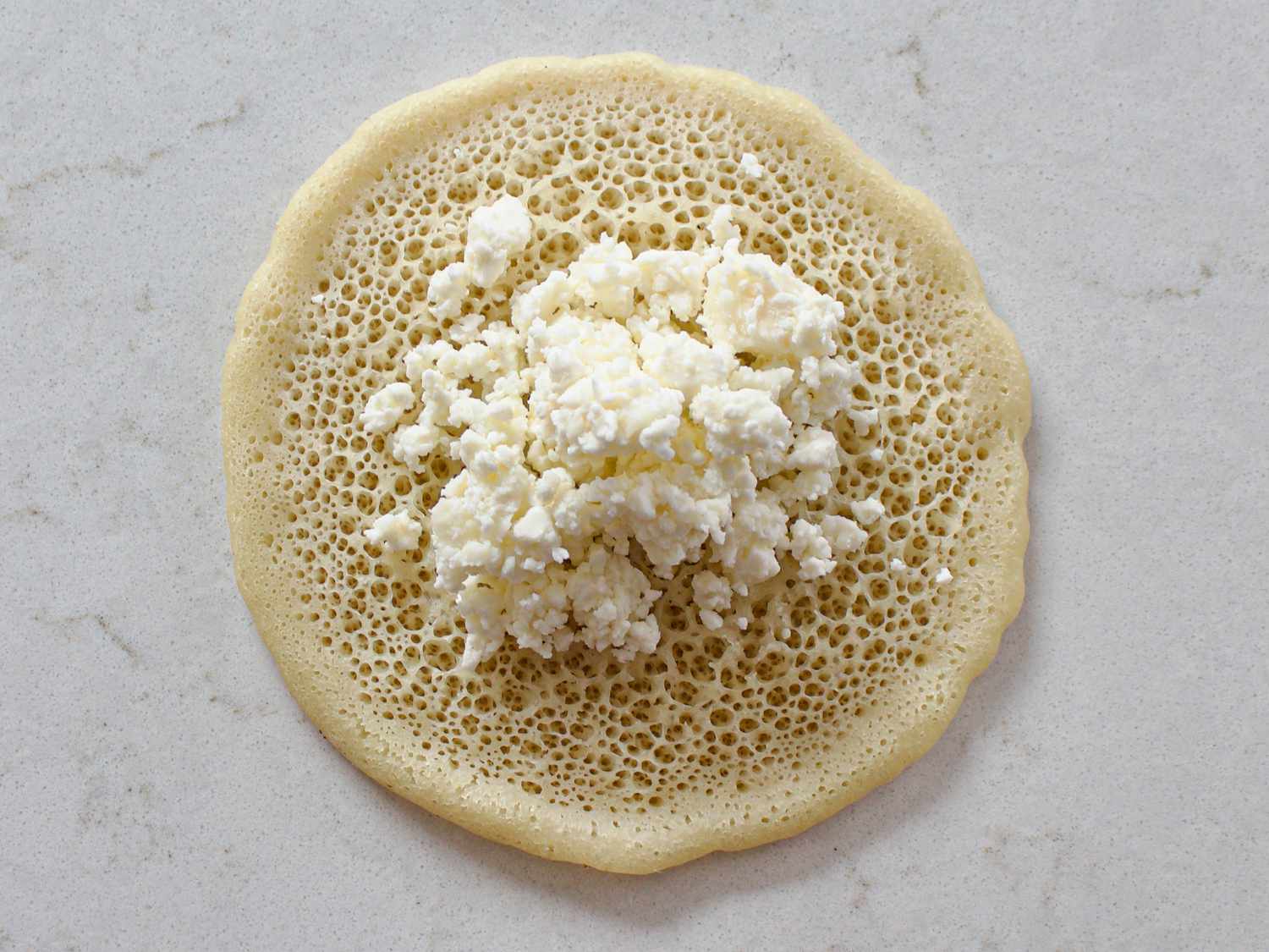 Overhead of qatayef filled with cheese