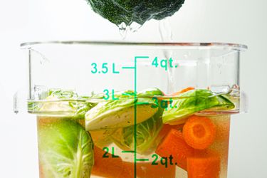 Side view of brining vegetables