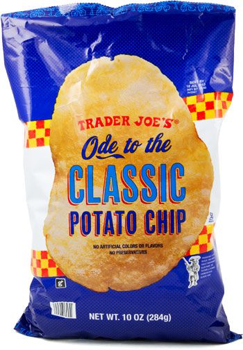 A bag of Trader Joe's classic potato chips. 