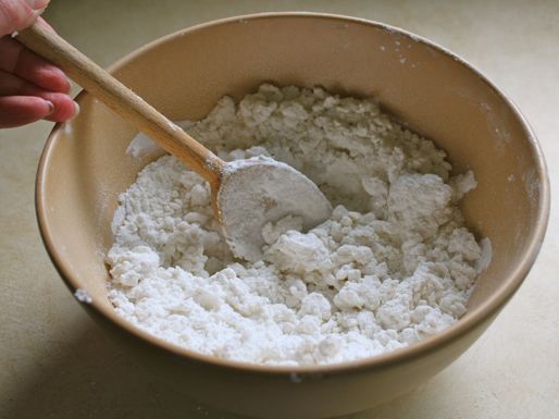 The dough for gluten-free tortillas, partially mixed.
