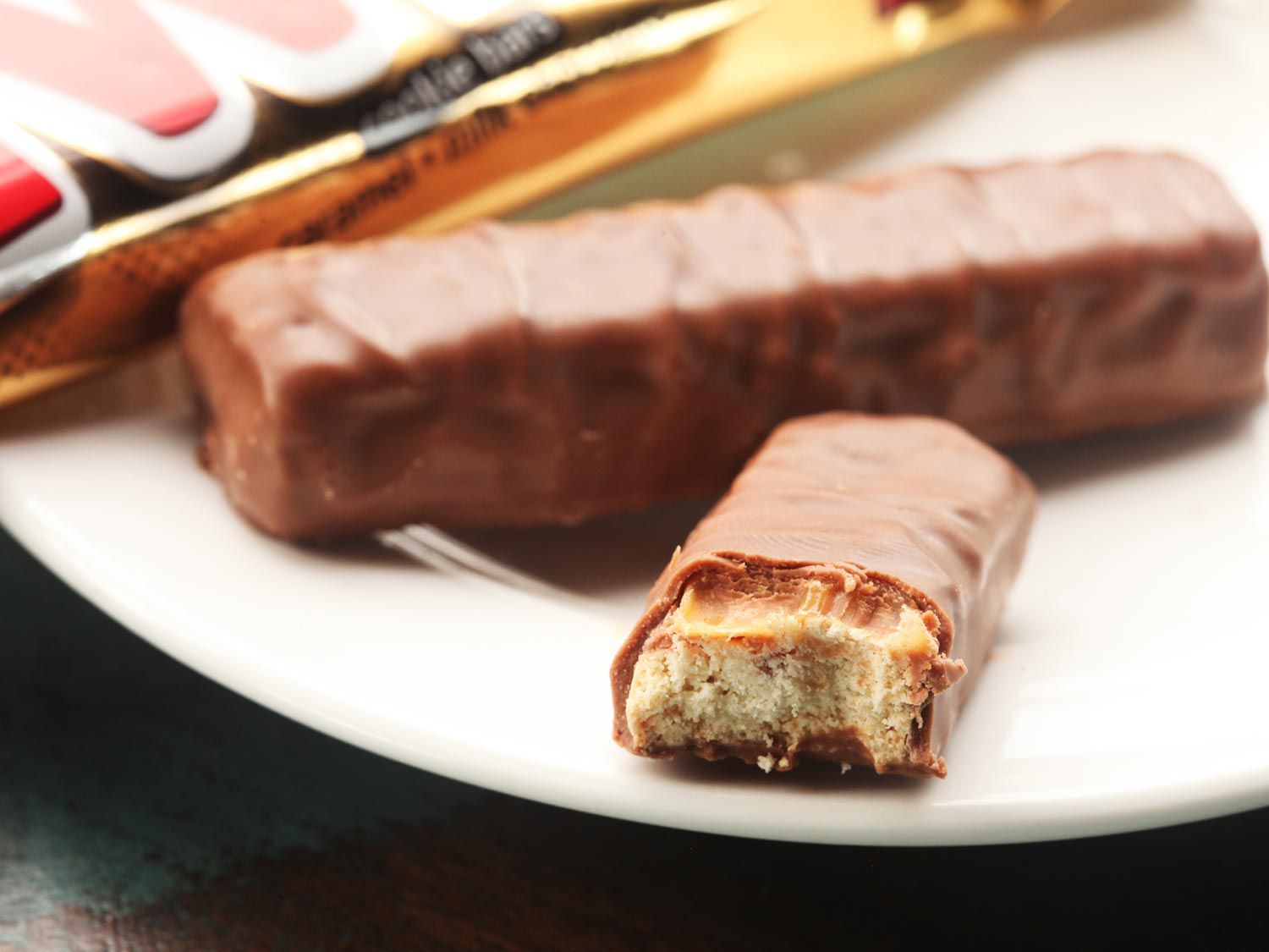 Twix candies on a plate
