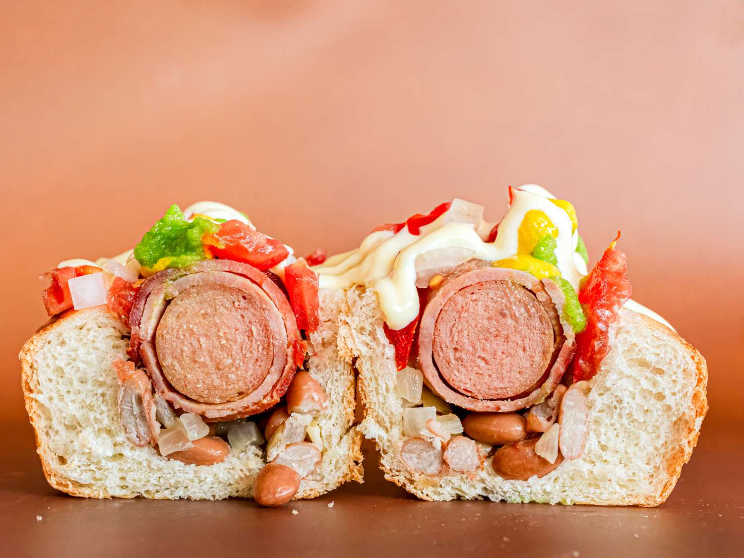 Side section of sonoran hotdog