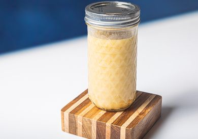 Side view of champagne vinaigrette