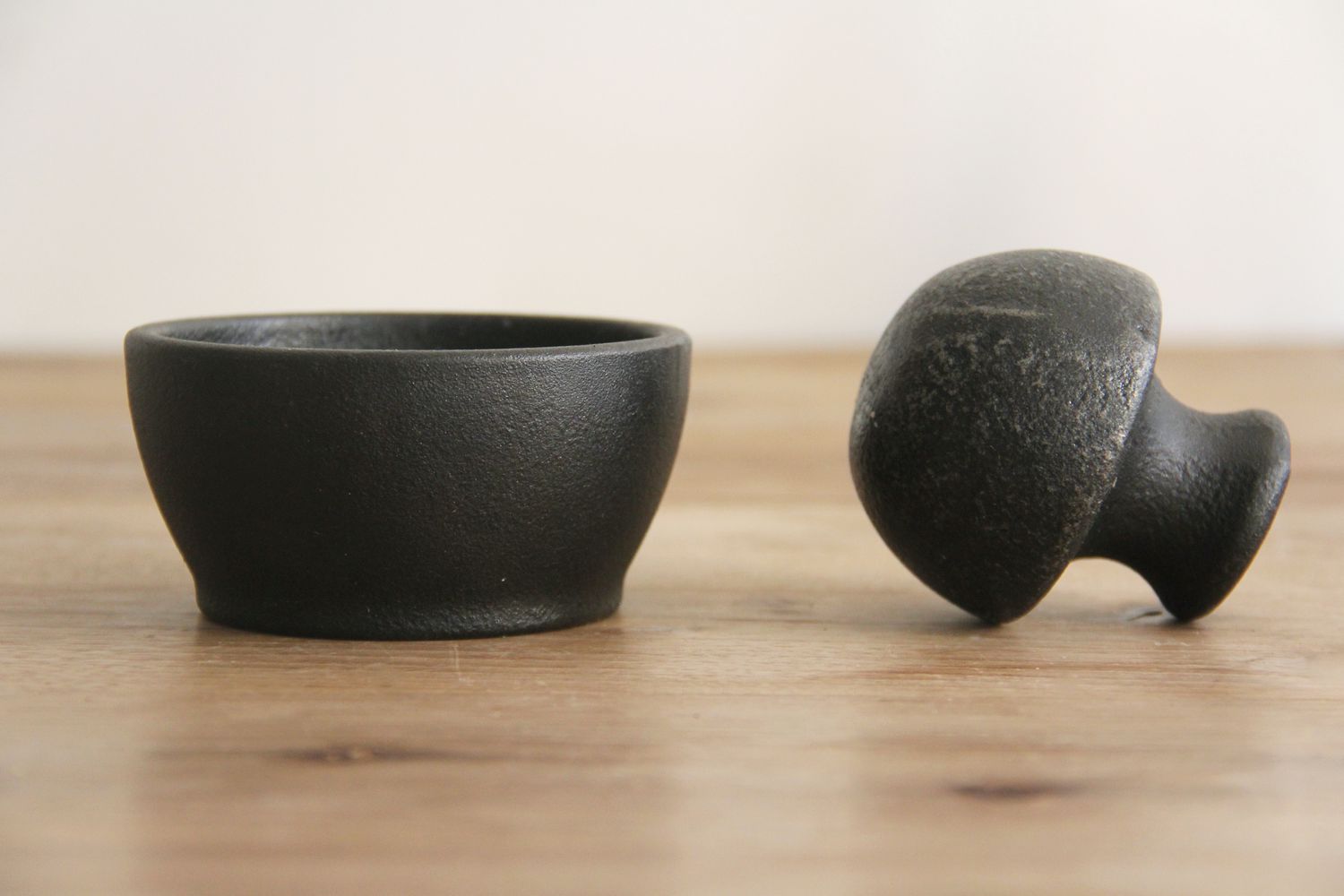 frieling mortar and pestle on wooden countertop