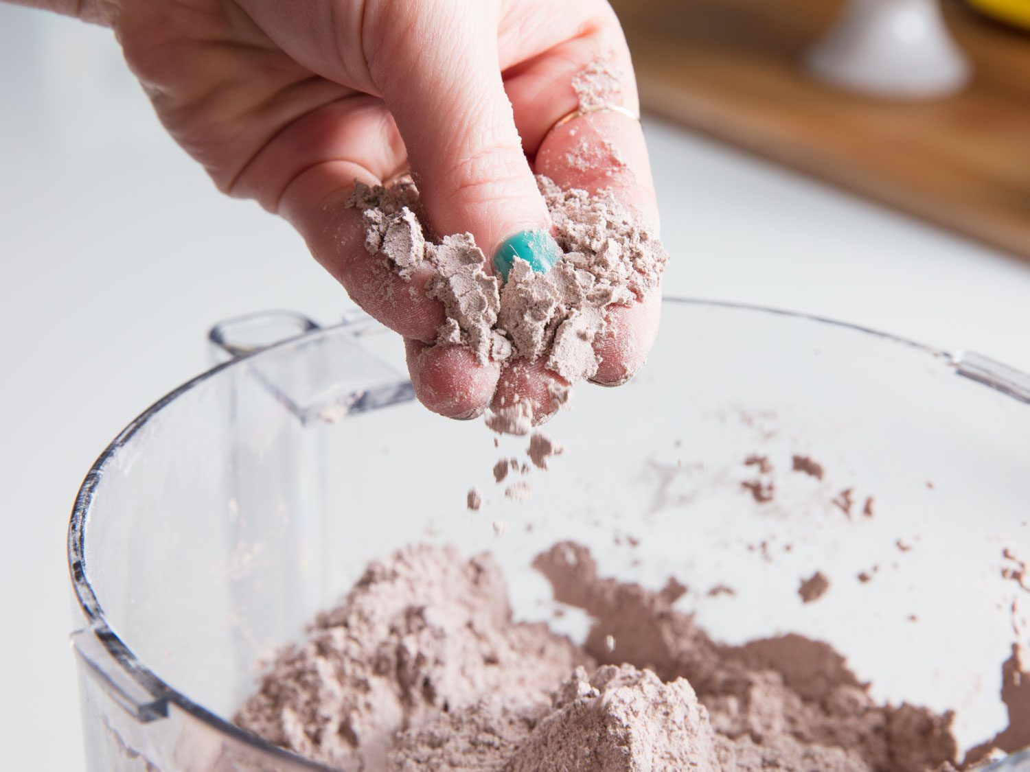 fine and powdery brownie mix