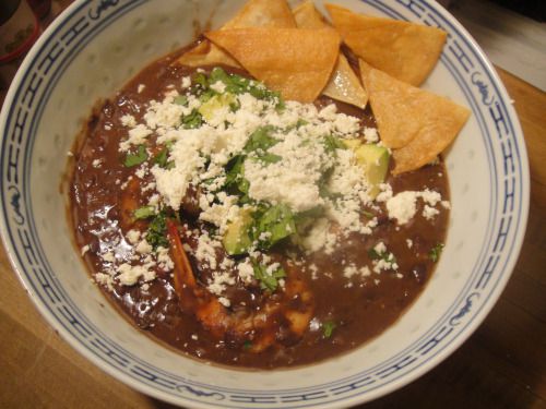 black bean soup with tortilla chips