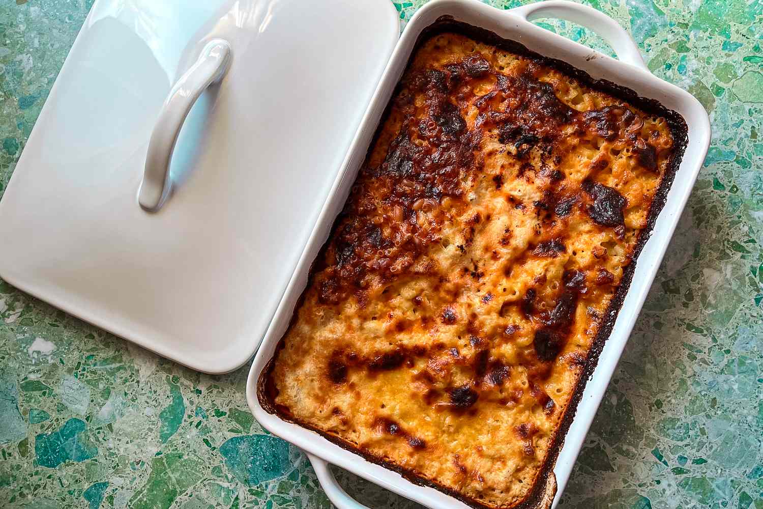 Lasagna in casserole dish
